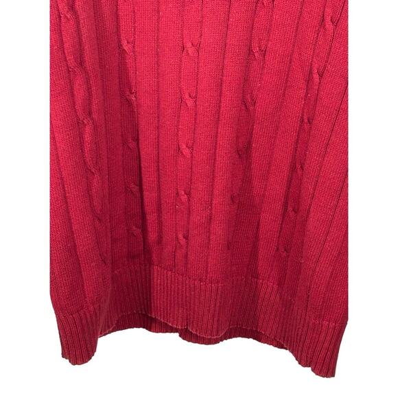 Oscar de la Renta Cable Knit Crew Neck Burgundy Wine Pullover Sweater size Large - Picture 3 of 10